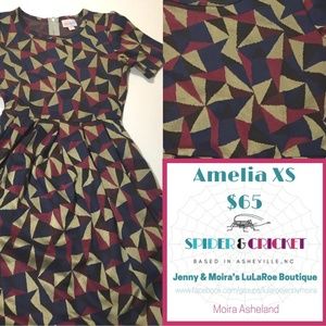 XS Amelia LuLaRoe Dress, BNWT, Blue and Red